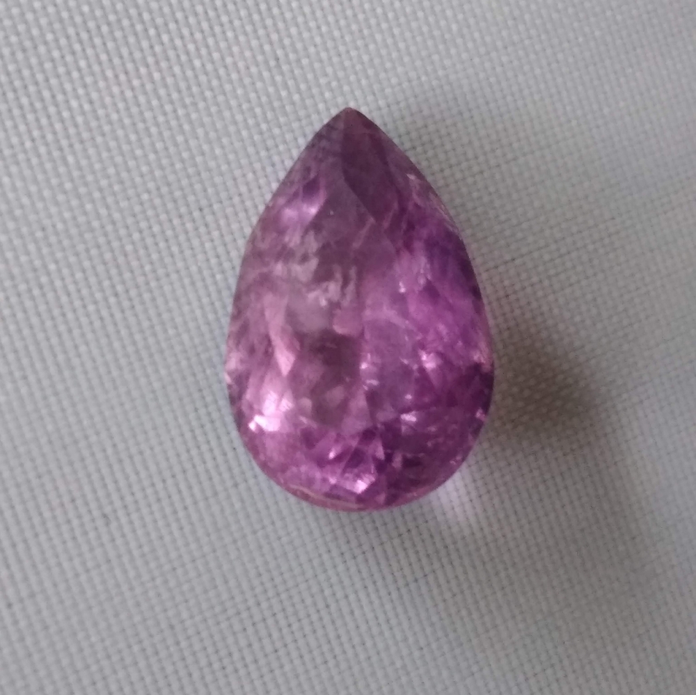 Vintage Amethyst Multifaceted Unset Loose Teardrop Gemstone - 13.5 mm x 8.5 mm